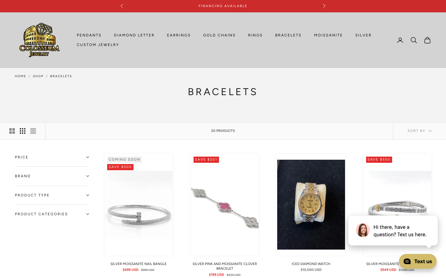 Colosseum Jewelry bracelets collection