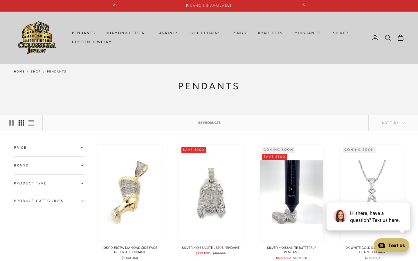 Colosseum Jewelry pendants collection