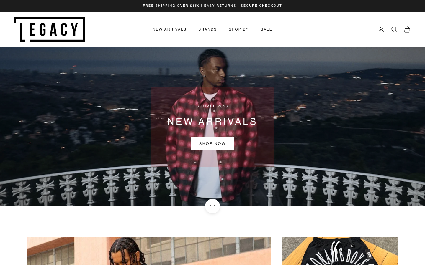 Legacy Clothing live homepage